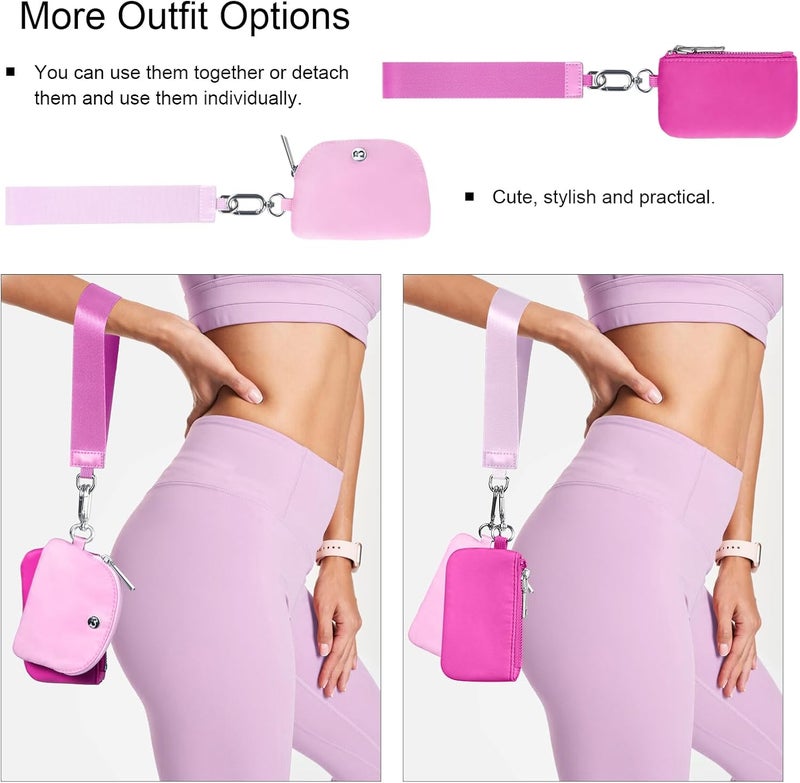 Babysun Mini Zip Around Dual Pouch Wristlet With 2 Straps Wristlet Keychain Wallet for Women Coin Purse Small Cute for Teen Girl - Image 3